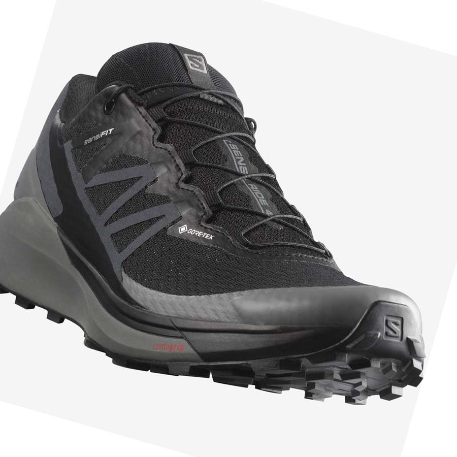 Tenis Para Trail Running Salomon SENSE RIDE 4 GORE-TEX INVISIBLE FIT Hombre Negros Negros | MX 3519GSO